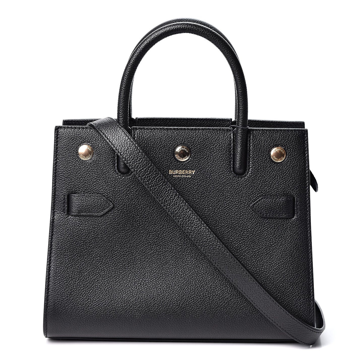Grainy Calfskin Mini Two Handle Title Bag Black