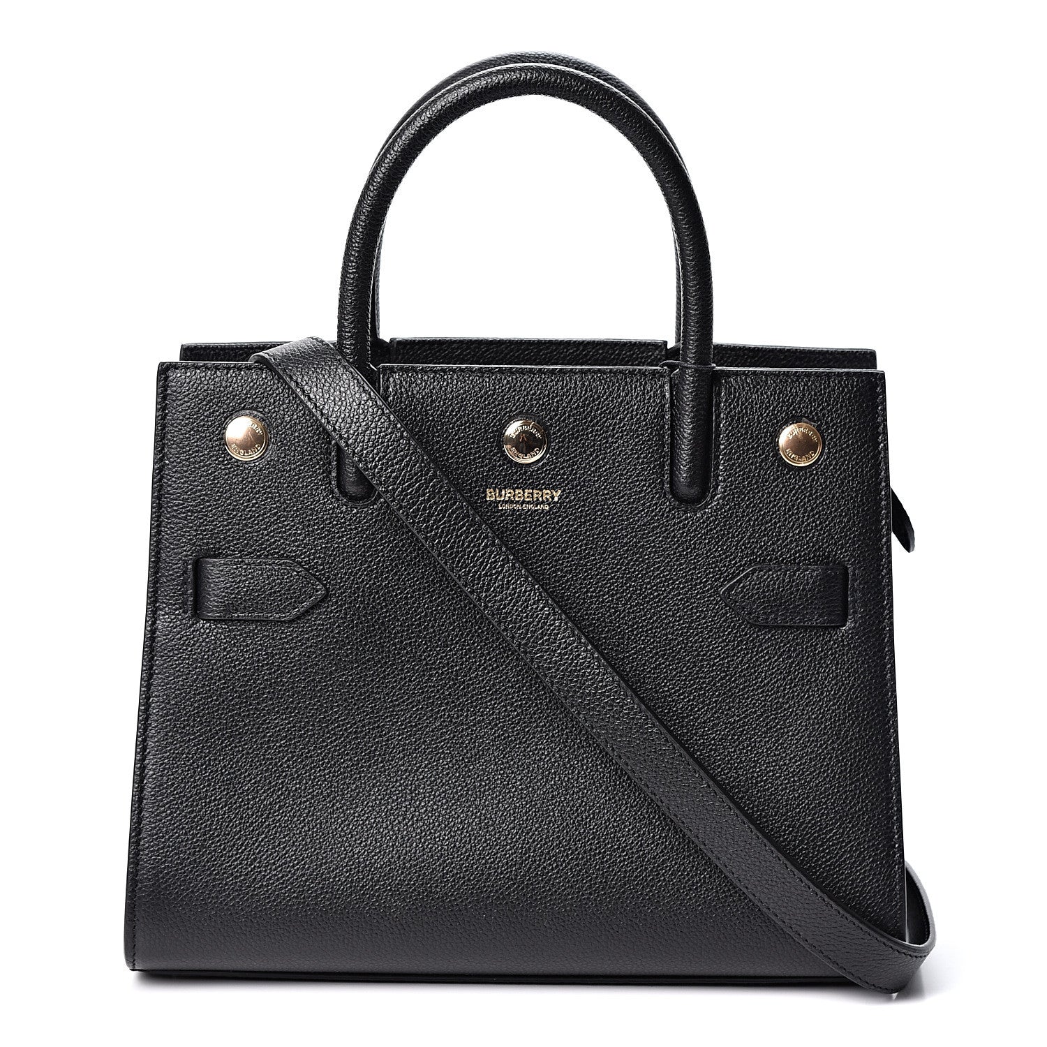 Burberry Grainy Calfskin Mini Two Handle Title Bag Black 1 of 8