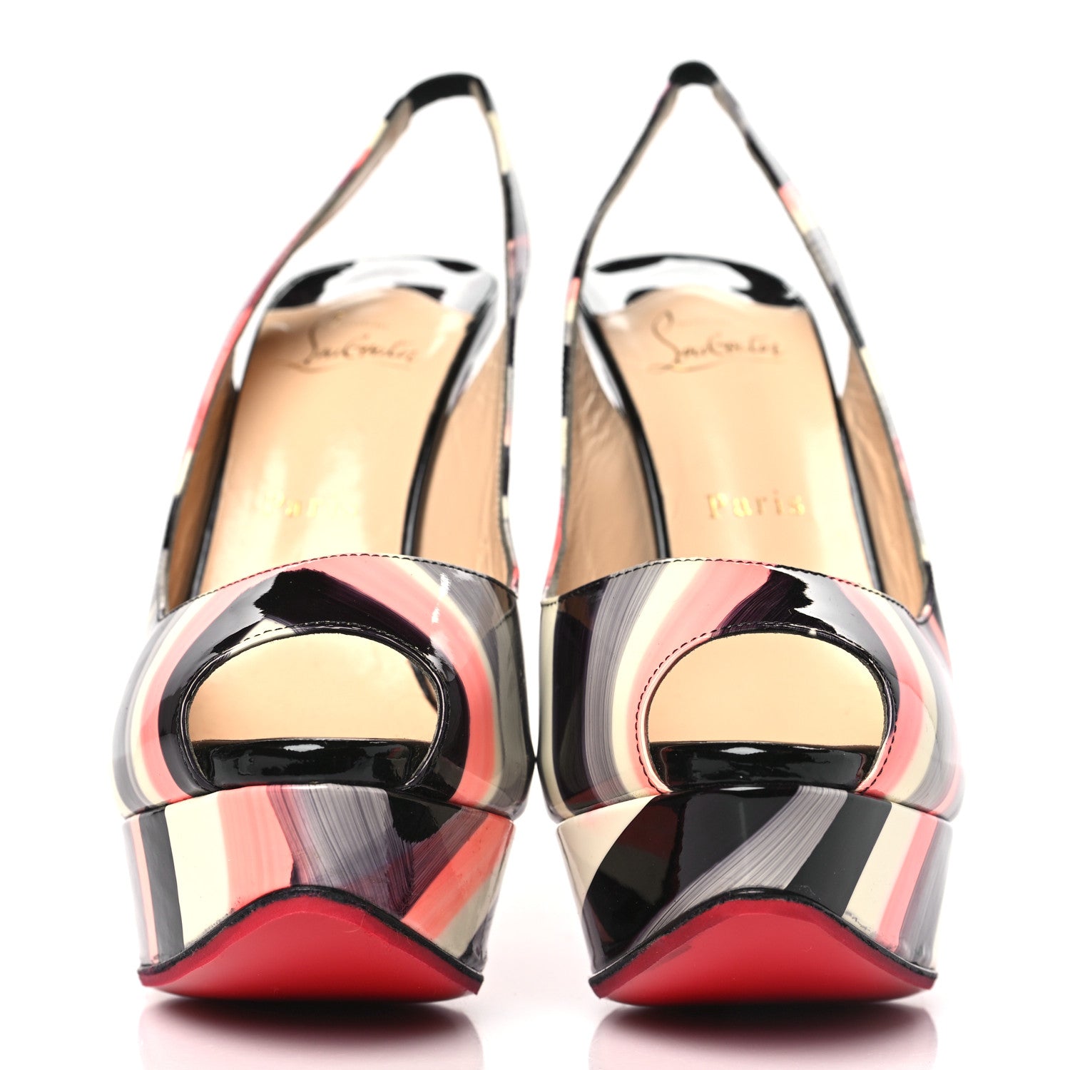 Christian Louboutin Patent Graffiti Lady Peep Toe Slingback 150 Pumps 39.5 Multicolor 2 of 9