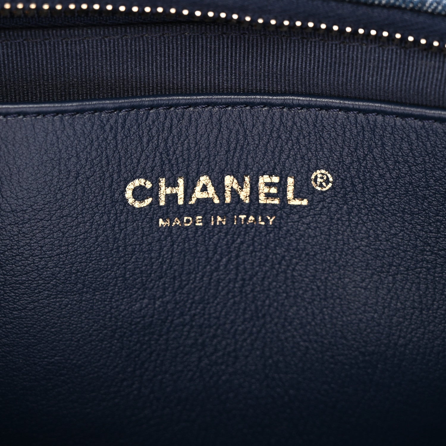 Chanel Washed Denim Quilted Cargo Large Hobo Dark Blue 6 of 10