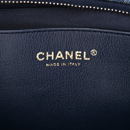 Chanel Washed Denim Quilted Cargo Large Hobo Dark Blue 6 of 10