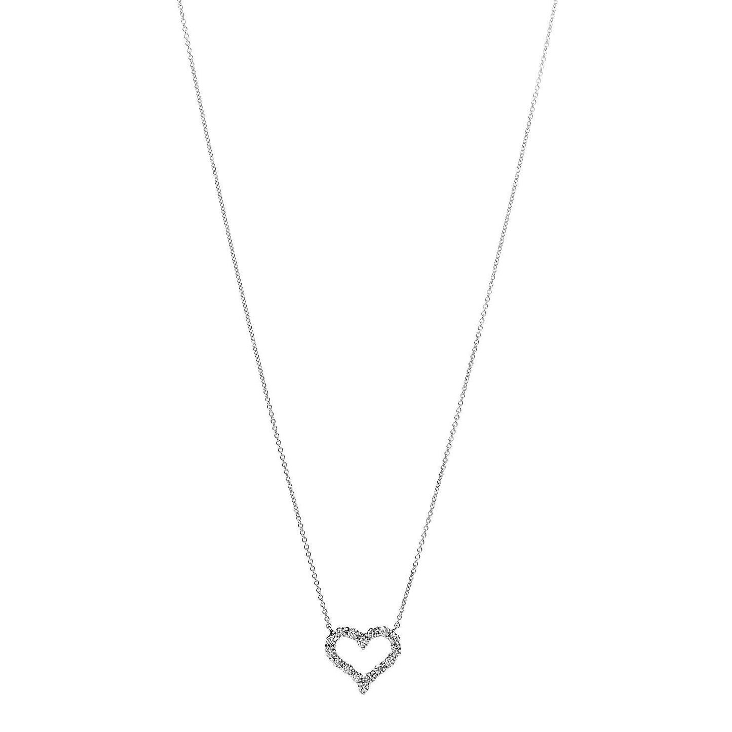 Platinum Diamond Small Heart Pendant Necklace