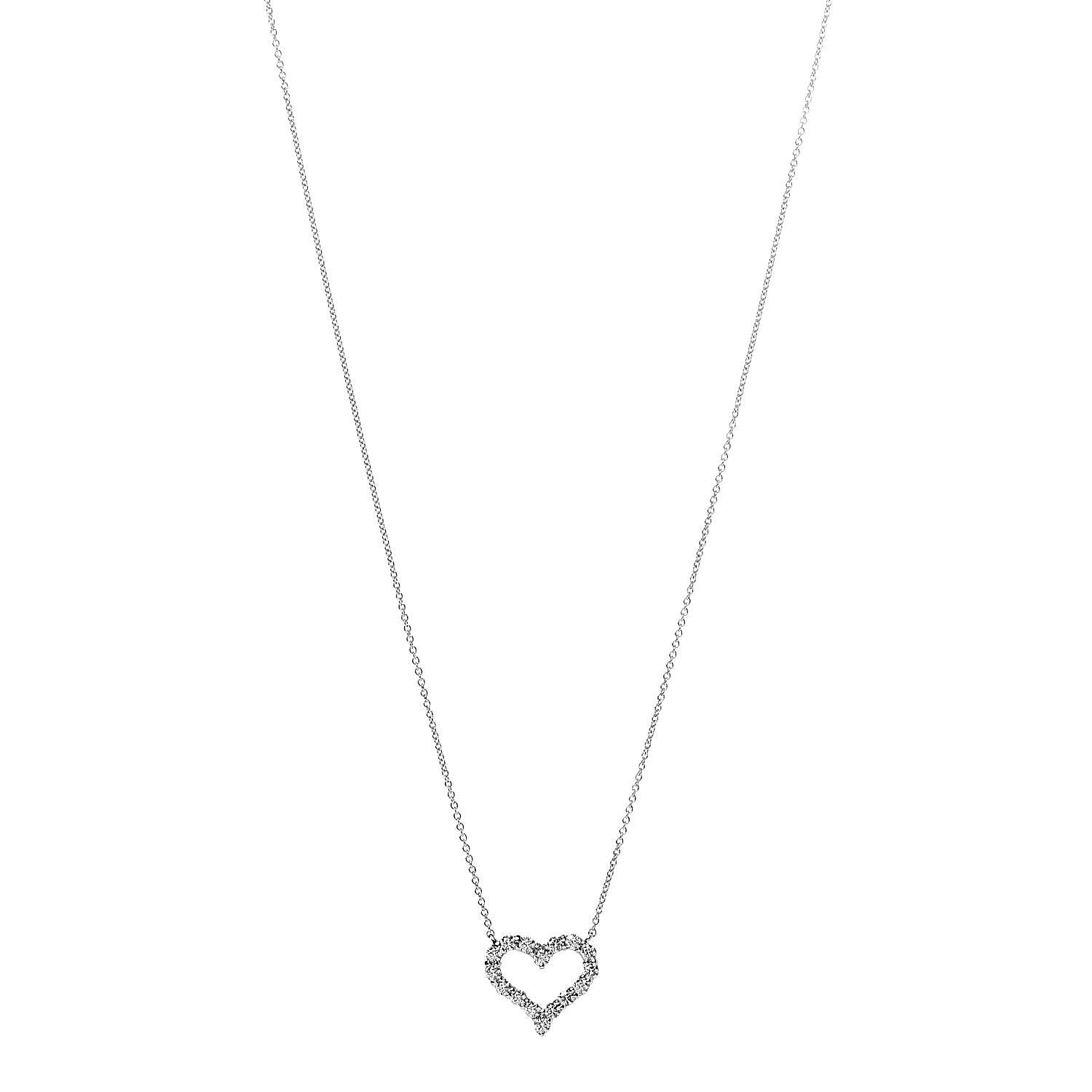 Tiffany Platinum Diamond Small Heart Pendant Necklace 1 of 8