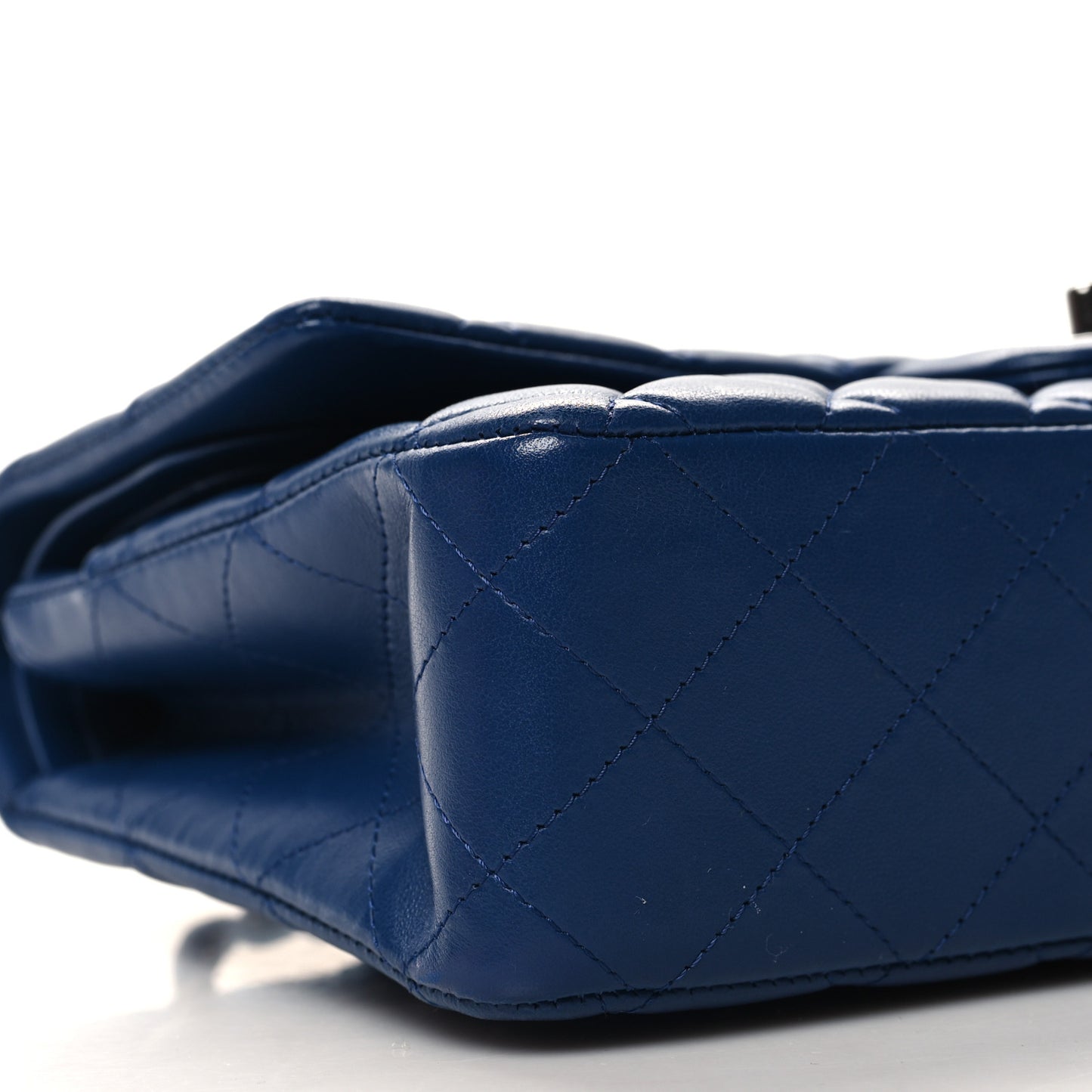 Lambskin Quilted Medium Double Flap Blue