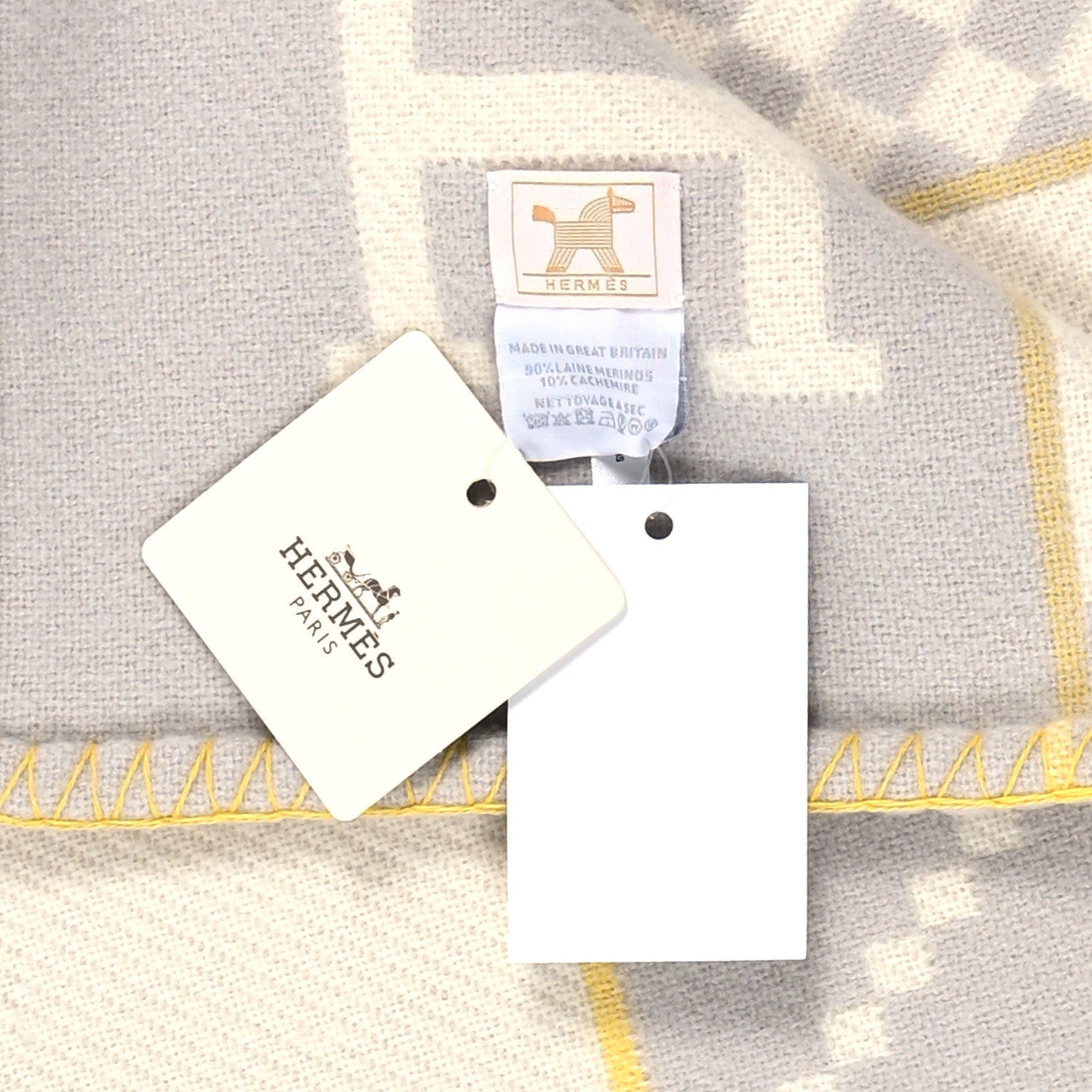 Hermes Wool Cashmere Avalon Animaux Nattes Baby Blanket Gris 3 of 3