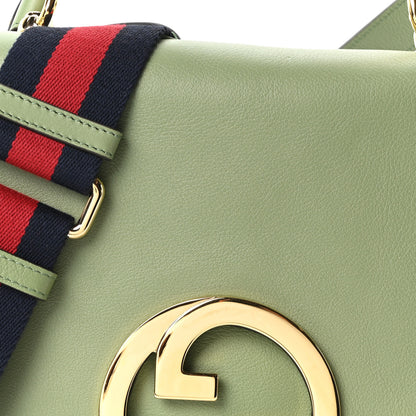 Gucci Roxy Calfskin Web Medium Blondie Top Handle Shoulder Flap Bag Salamander Green 8 of 10
