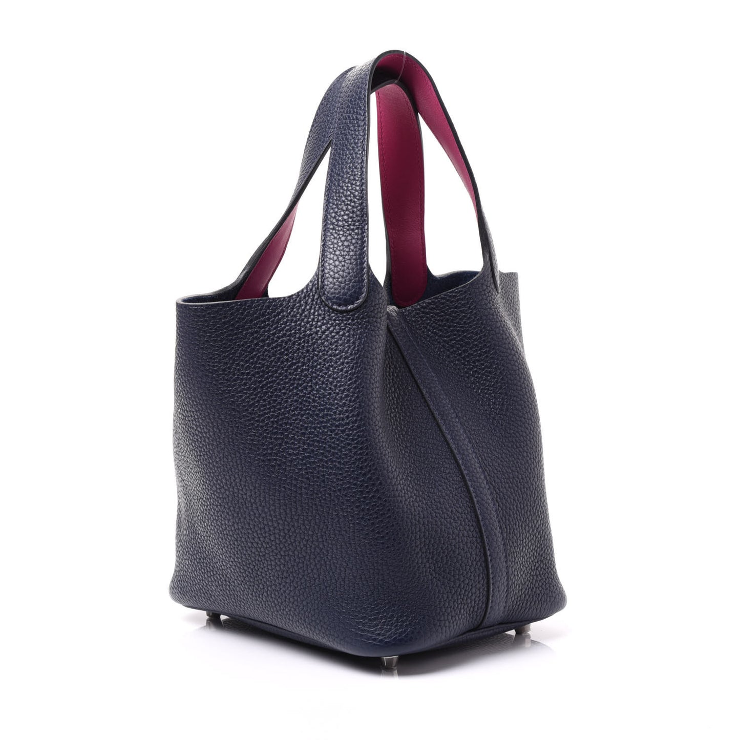 Taurillon Clemence Swift Picotin Lock 18 PM Bleu Nuit Rose Pourpre
