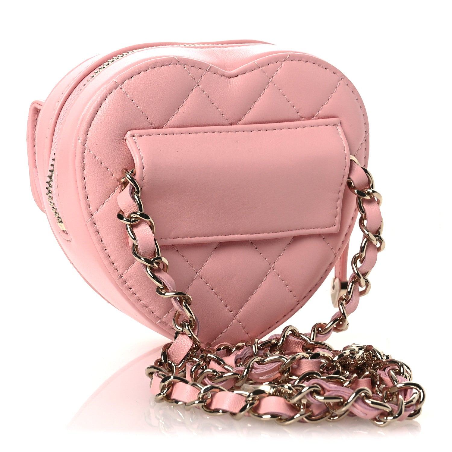 Chanel Lambskin Quilted CC In Love Heart Waist Belt Bag With Chain Light Pink 2 of 12