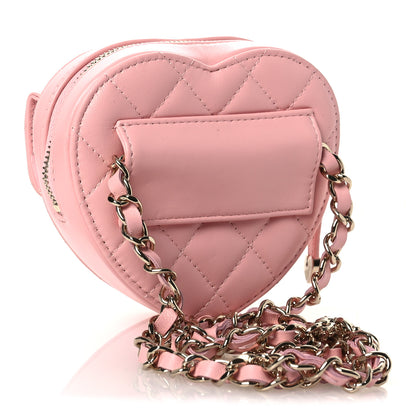 Chanel Lambskin Quilted CC In Love Heart Waist Belt Bag With Chain Light Pink 2 of 12