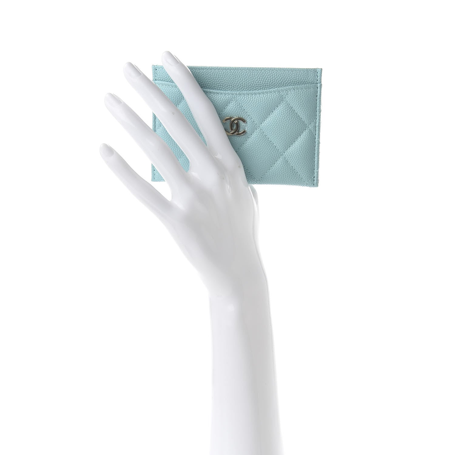 Chanel Caviar Quilted Card Holder Light Blue 2 of 8