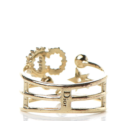 Christian Dior Metal Crystal Shiny-D Ring M Gold 3 of 4