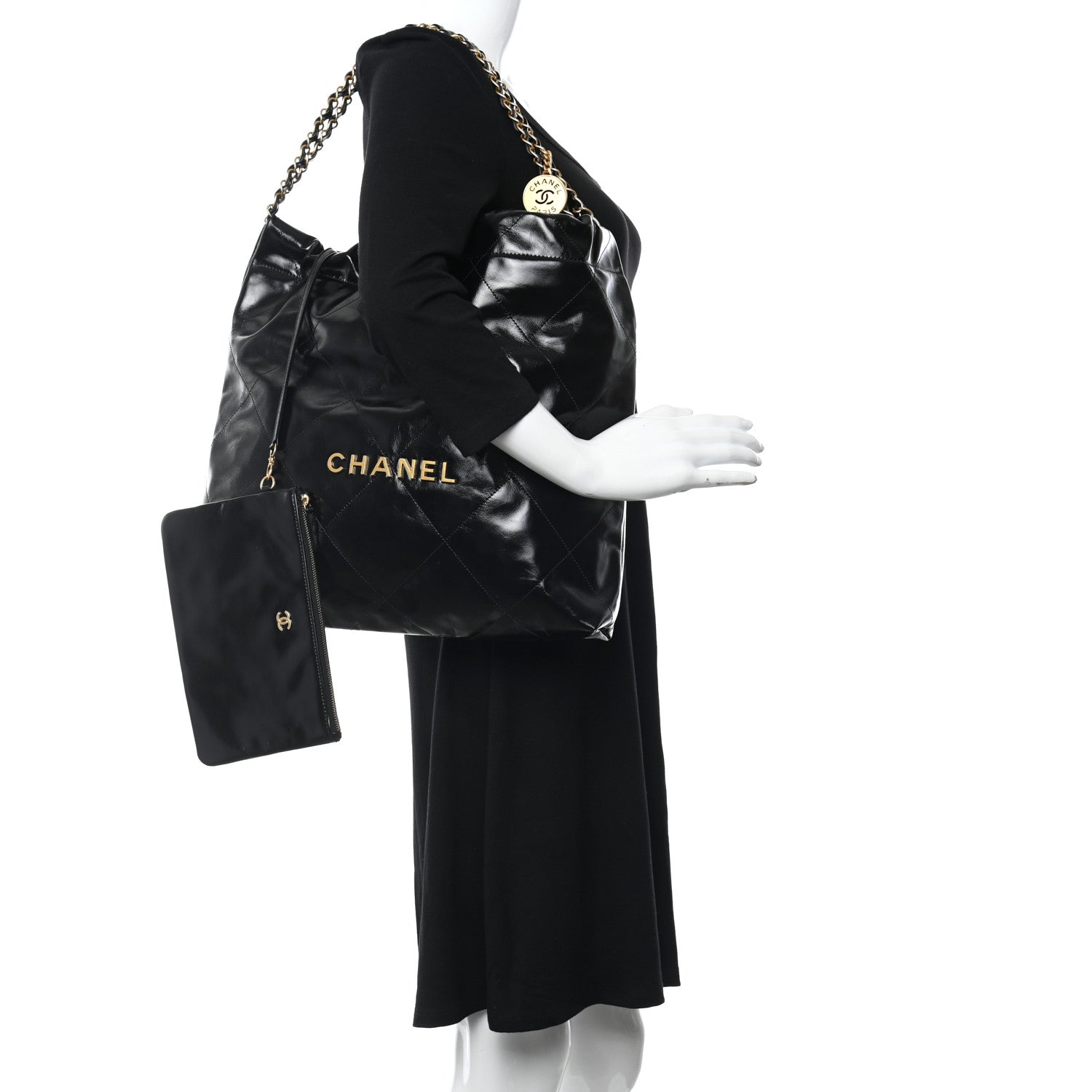 Chanel Glazed Calfskin Quilted Chanel 22 Black 3 of 11