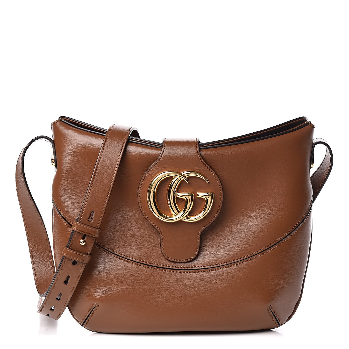 Boarded Plutone Calfskin Medium Arli Shoulder Bag Nocciola