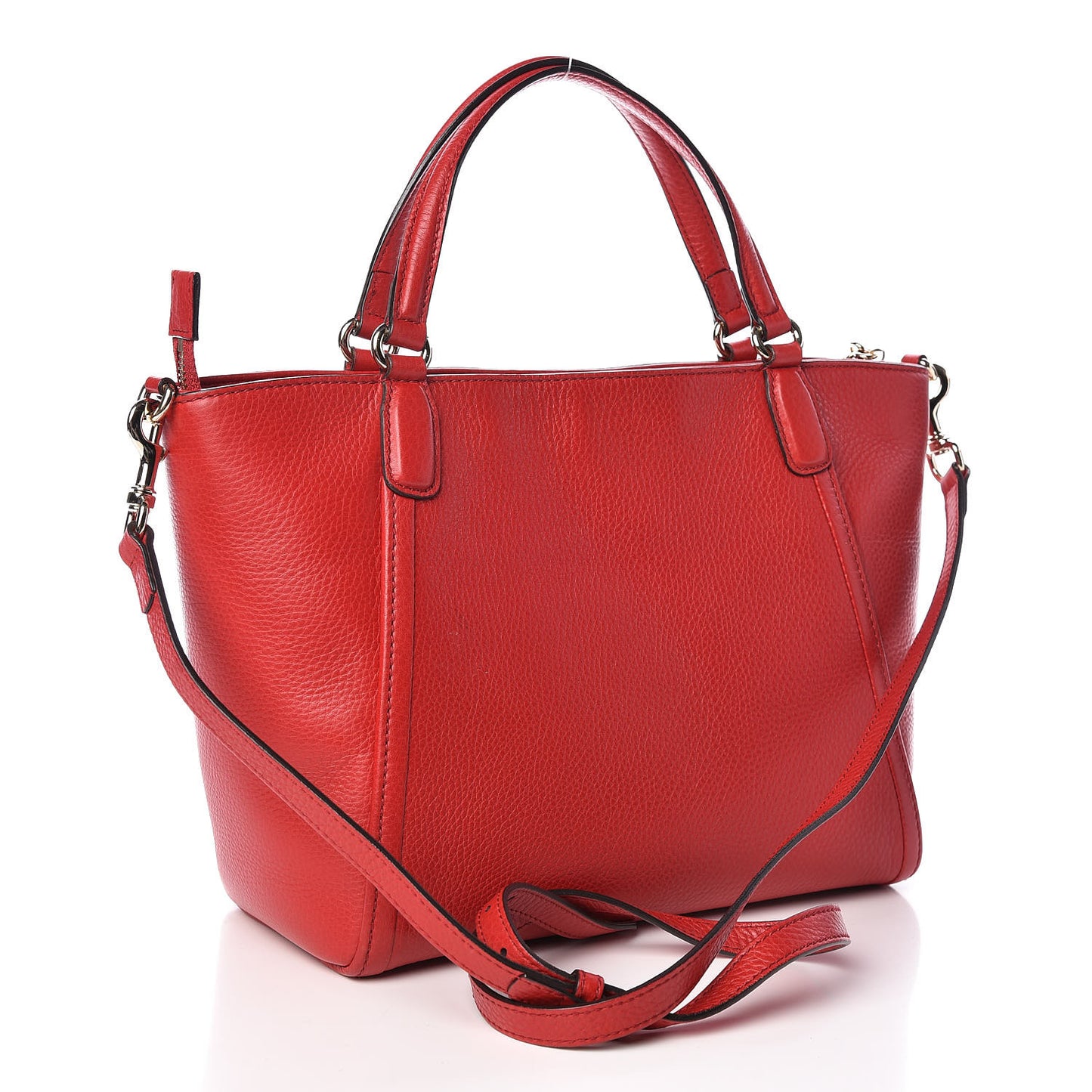 Pebbled Calfskin Small Soho Top Handle Bag Red