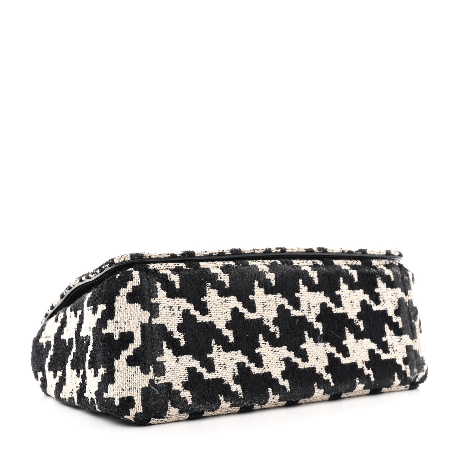 Christian Dior Tweed Houndstooth Medium Caro Bag Black Beige 4 of 10