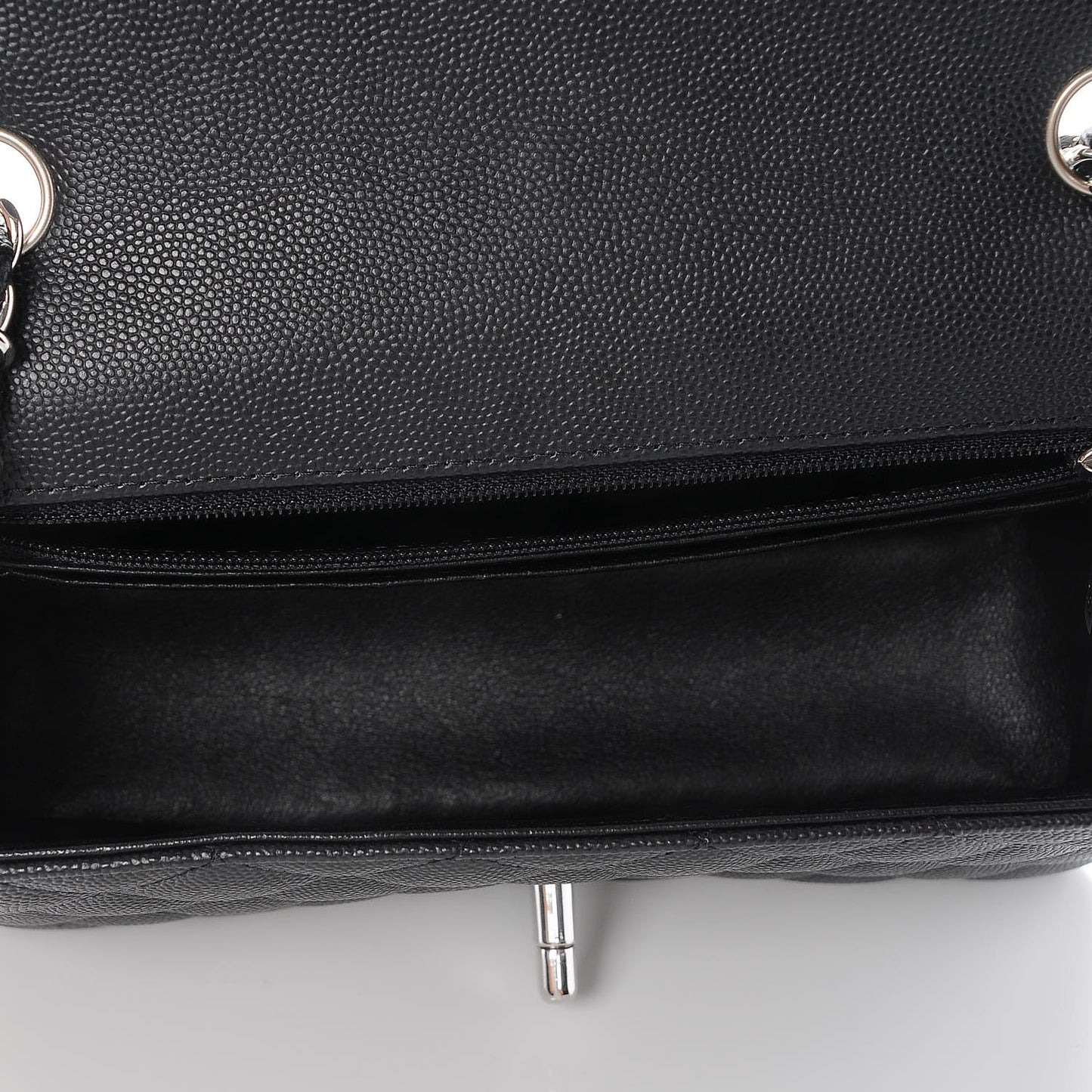 Iridescent Caviar Quilted Mini Rectangular Flap Black