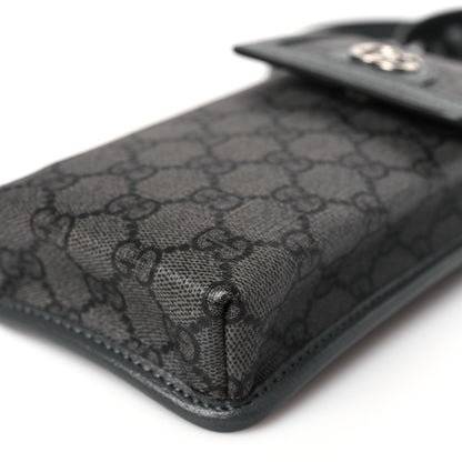 Gucci GG Supreme Monogram Textured Dollar Calfskin Phone Crossbody Bag Grey Black Graphite Grey 8 of 8