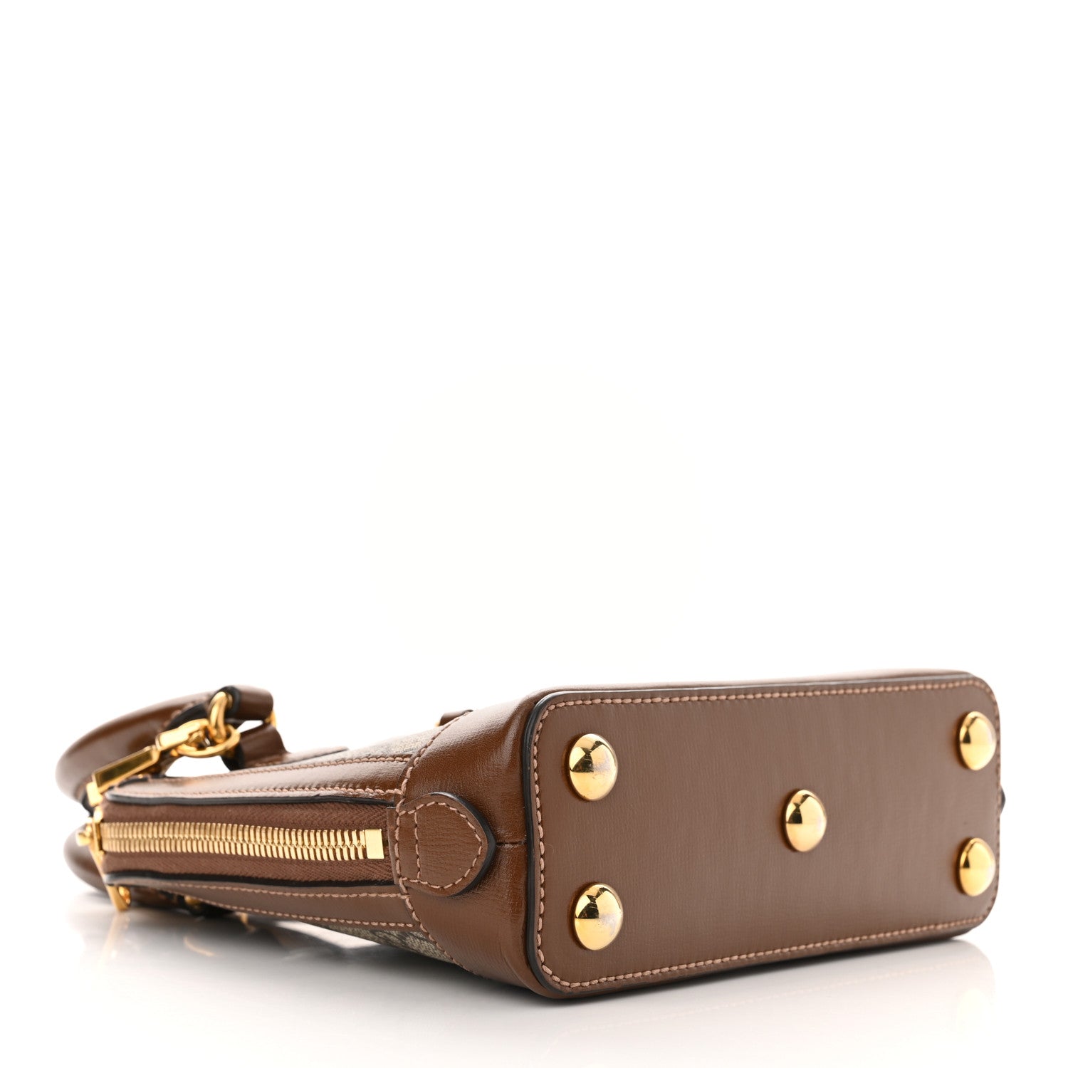 Gucci GG Supreme Monogram Azalea Calfskin Mini Horsebit 1955 Top Handle Bag Beige Ebony Brown Sugar 4 of 13