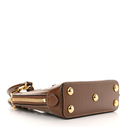 Gucci GG Supreme Monogram Azalea Calfskin Mini Horsebit 1955 Top Handle Bag Beige Ebony Brown Sugar 4 of 13