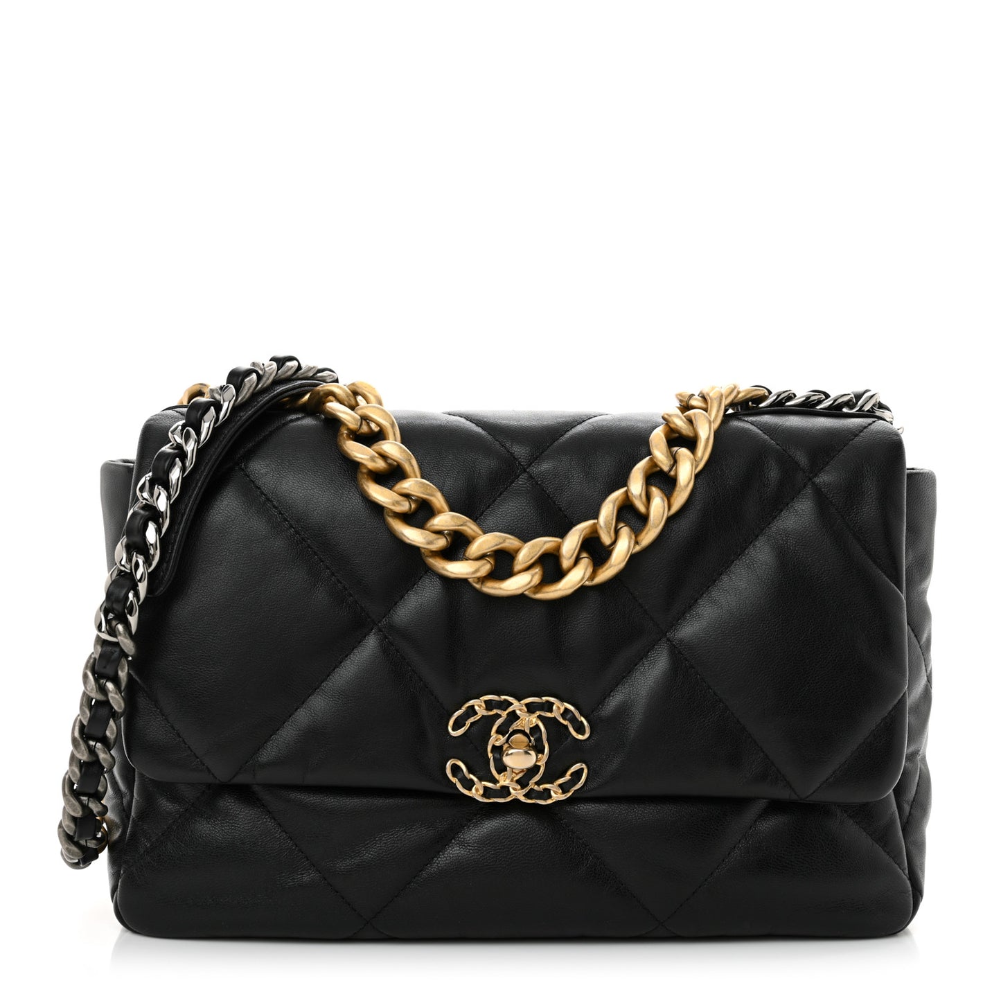 Lambskin Quilted Large Chanel 19 Flap Black