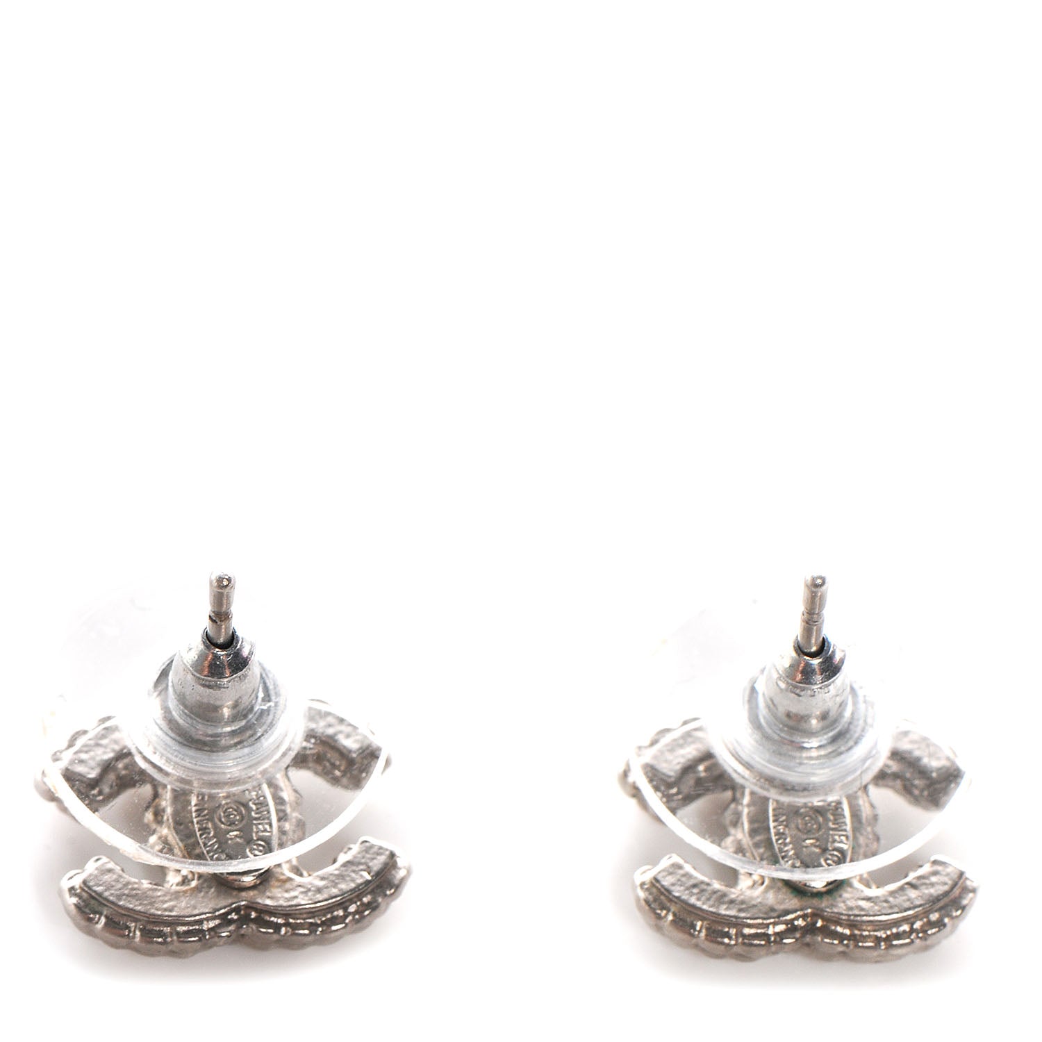 Chanel Crystal CC Earrings Silver 4 of 5