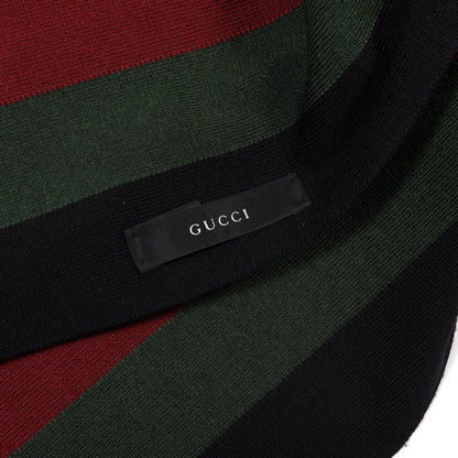 Gucci Wool Silk Web Scarf Black 2 of 4