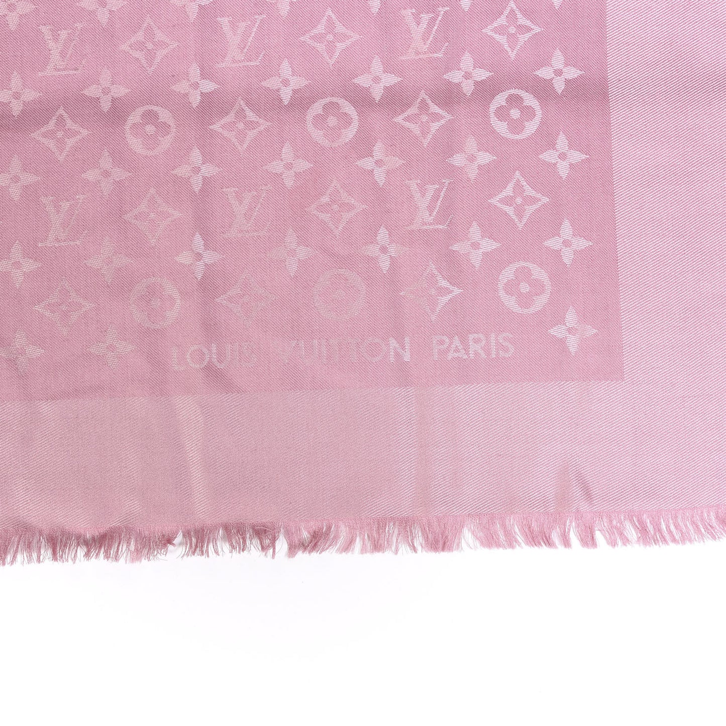 Silk Wool Monogram Denim Shawl Pink
