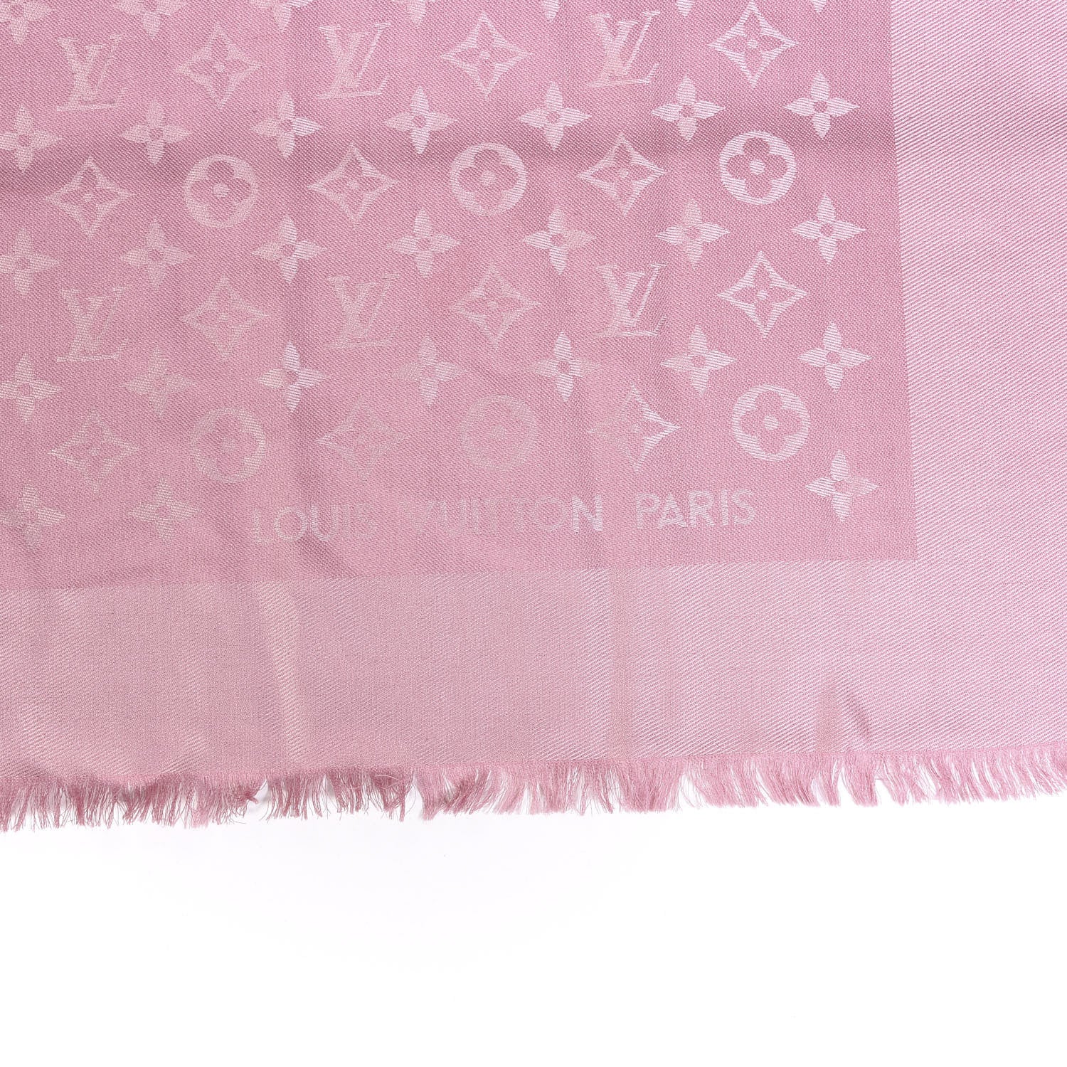 Louis Vuitton Silk Wool Monogram Denim Shawl Pink 2 of 3