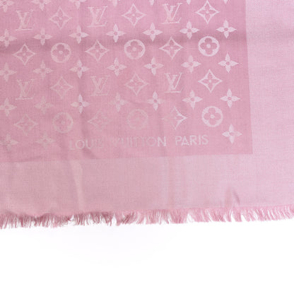 Louis Vuitton Silk Wool Monogram Denim Shawl Pink 2 of 3