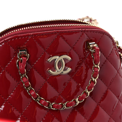 Chanel Patent Calfskin Quilted Shiny Coco Clutch With Chain Red 11 of 12