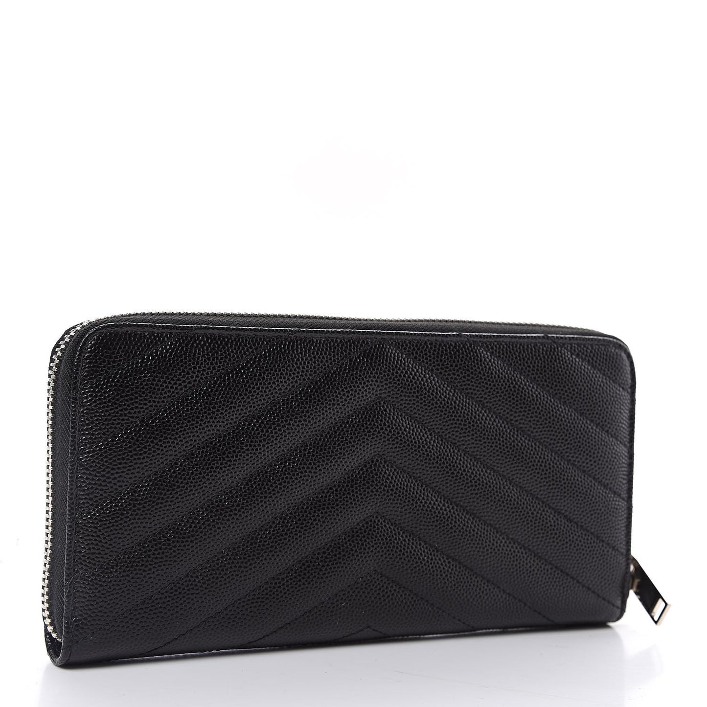 Grain De Poudre Matelasse Chevron Monogram Zip Around Wallet Black