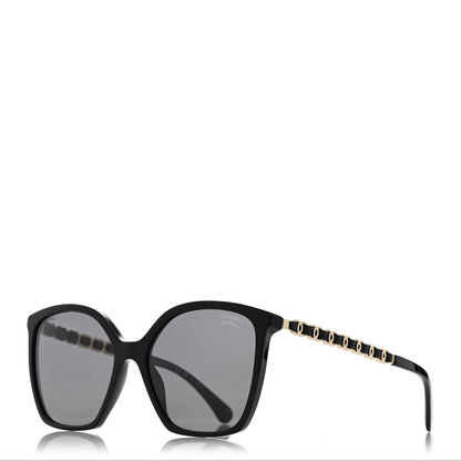 Chanel Acetate Calfskin Square Sunglasses 5546-Q Black 1 of 8