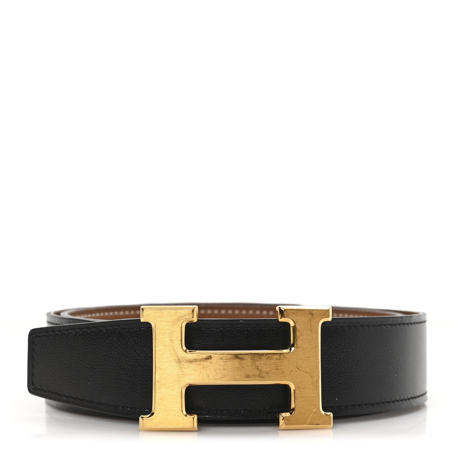 Hermes Box Togo 32mm Constance H Belt 80 32 Black Gold 1 of 4