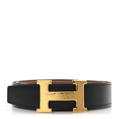 Hermes Box Togo 32mm Constance H Belt 80 32 Black Gold 1 of 4