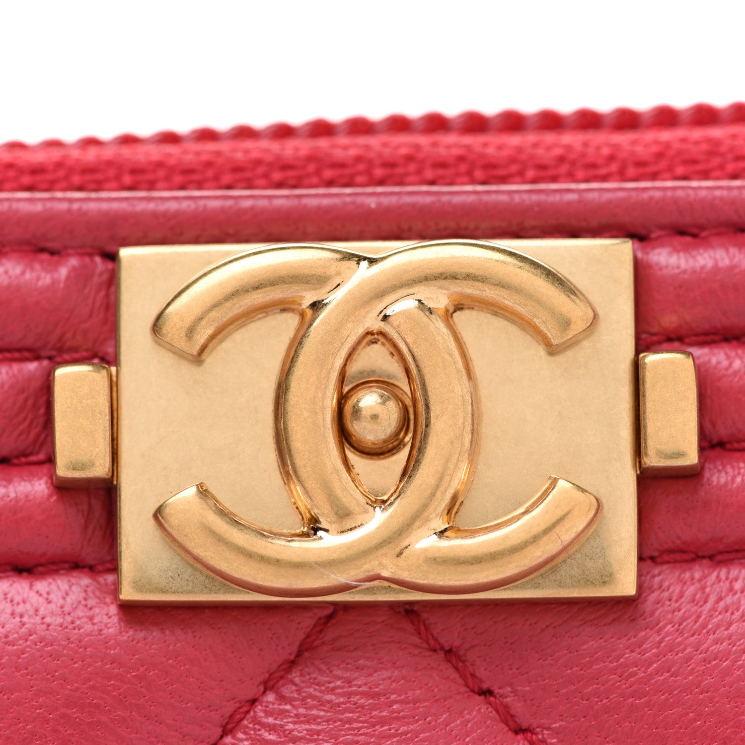 Chanel Lambskin Quilted Small Boy Zip Around Wallet Red 9 of 10