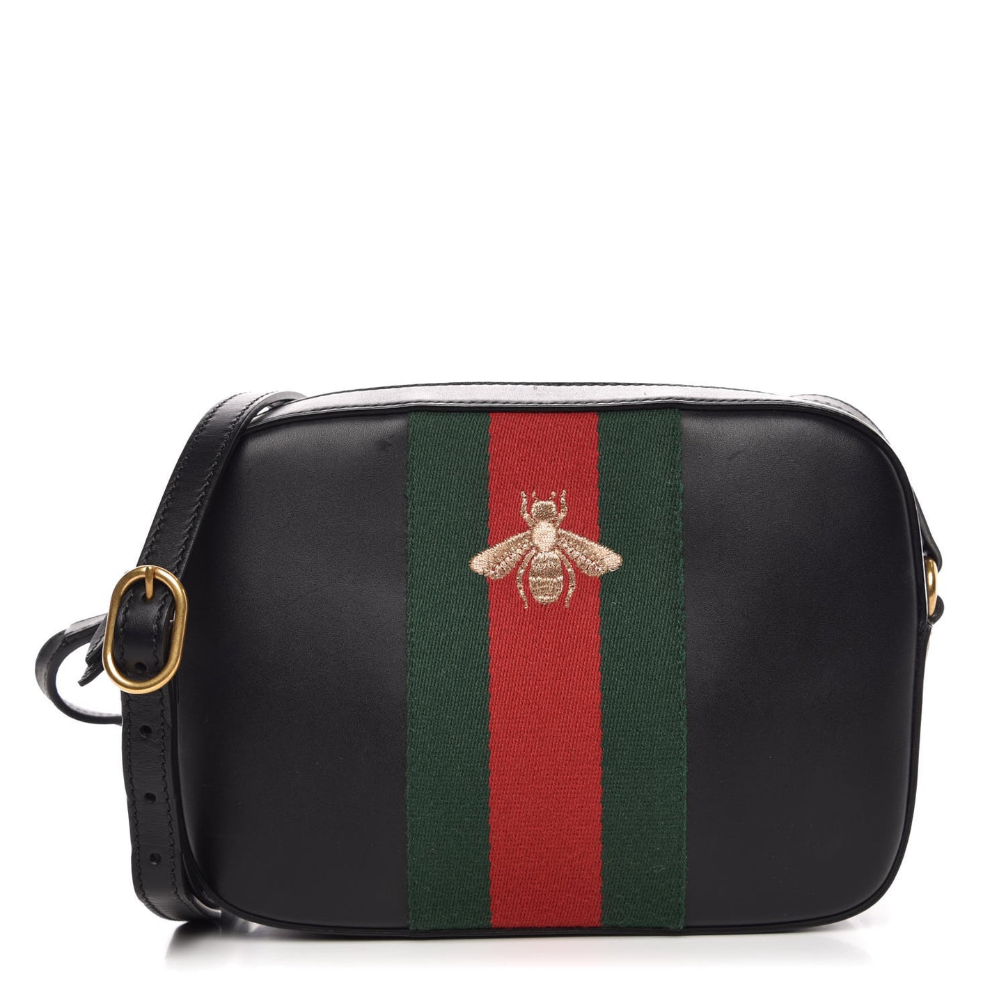 Calfskin Web Small Webby Bee Shoulder Bag Black