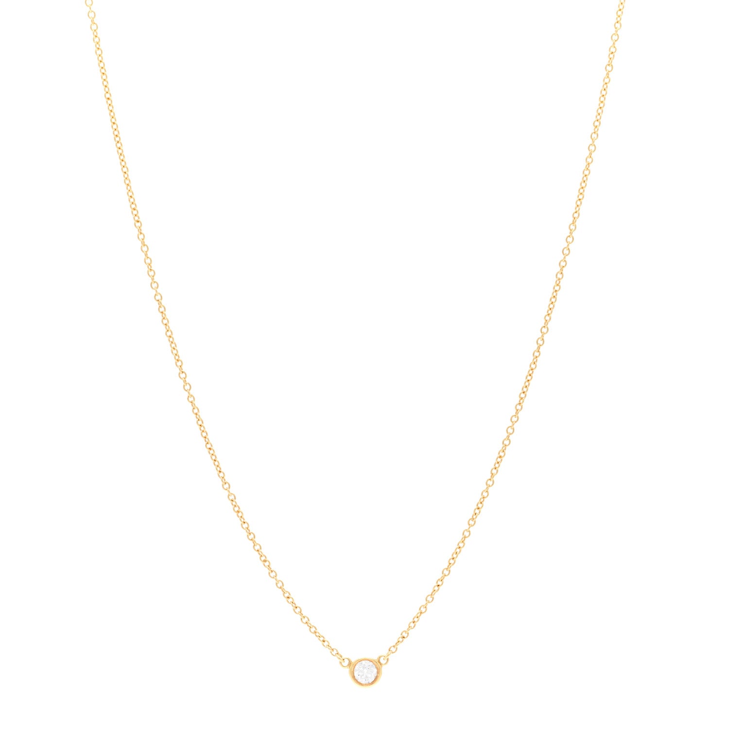 Tiffany 18K Yellow Gold Diamond .12ct Elsa Peretti Diamonds by the Yard Pendant Necklace 1 of 4