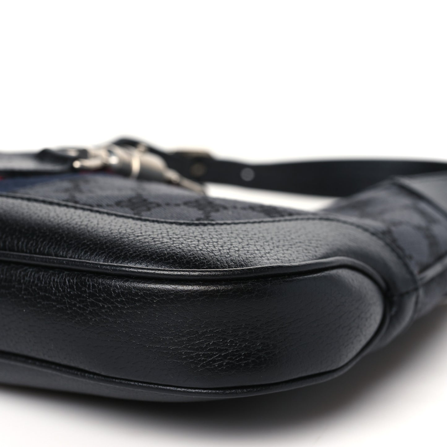 X BALENCIAGA BB Monogram Calfskin Web Small Jackie 1961 Hobo Black