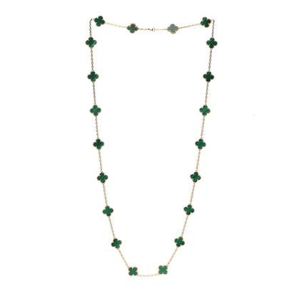 Van Cleef & Arpels 18K Yellow Gold Malachite 20 Motifs Vintage Alhambra Necklace 3 of 5