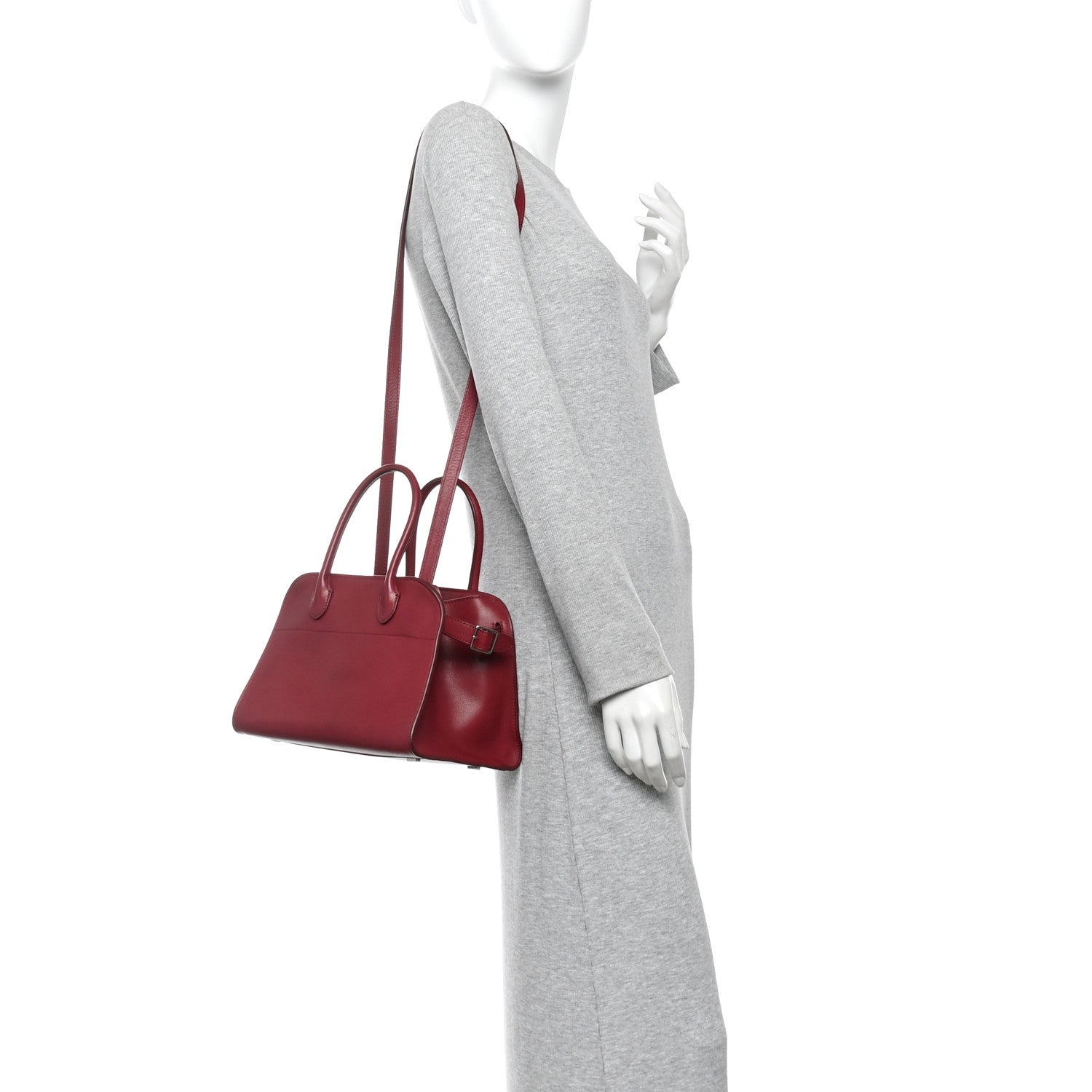 The Row Polished Saddle Calfskin Soft Margaux 10 Bag Amaranto 2 of 9