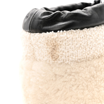 Chanel Tweed Shearling Sheepskin Drawstring Snow Ankle Boots 36 White 10 of 11