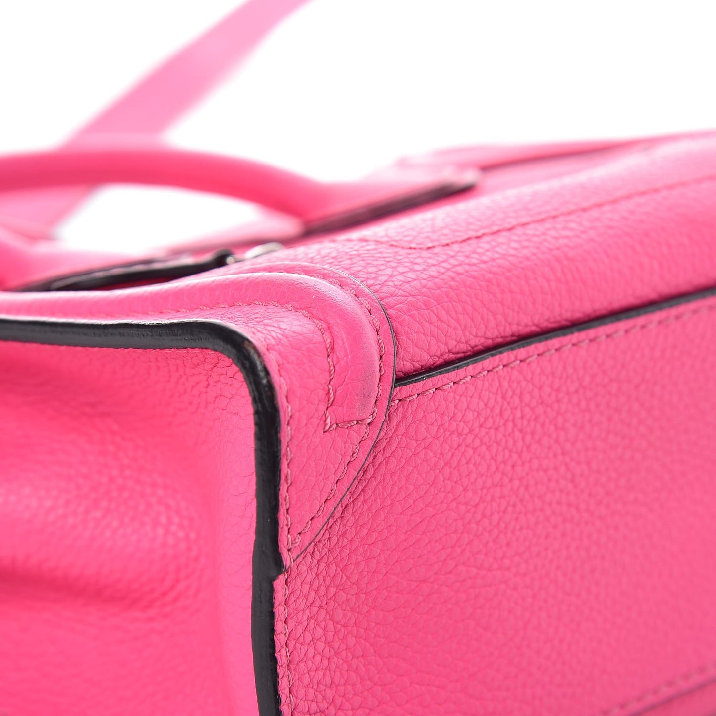 Drummed Calfskin Nano Luggage Fluo Pink