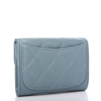 Chanel Iridescent Caviar Quilted Flap Card Holder Wallet Light Blue 3 of 8