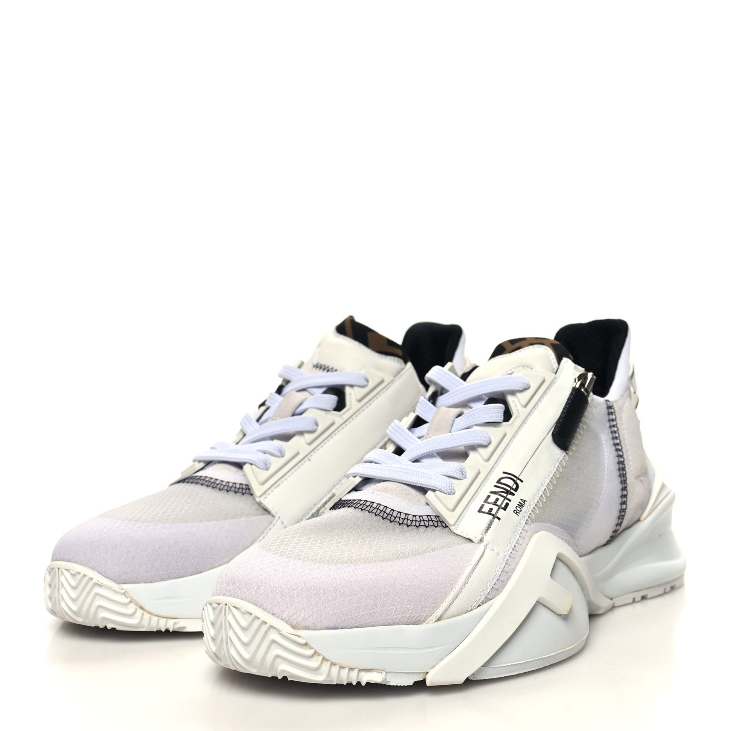 Fendi Nylon Suede Transparent Fendi Flow Low Top Sneakers 39 White 3 of 9