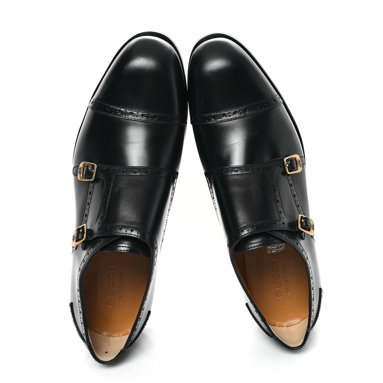 Gucci Calfskin Mens Double Monk Strap Loafers 11.5 Black 2 of 11
