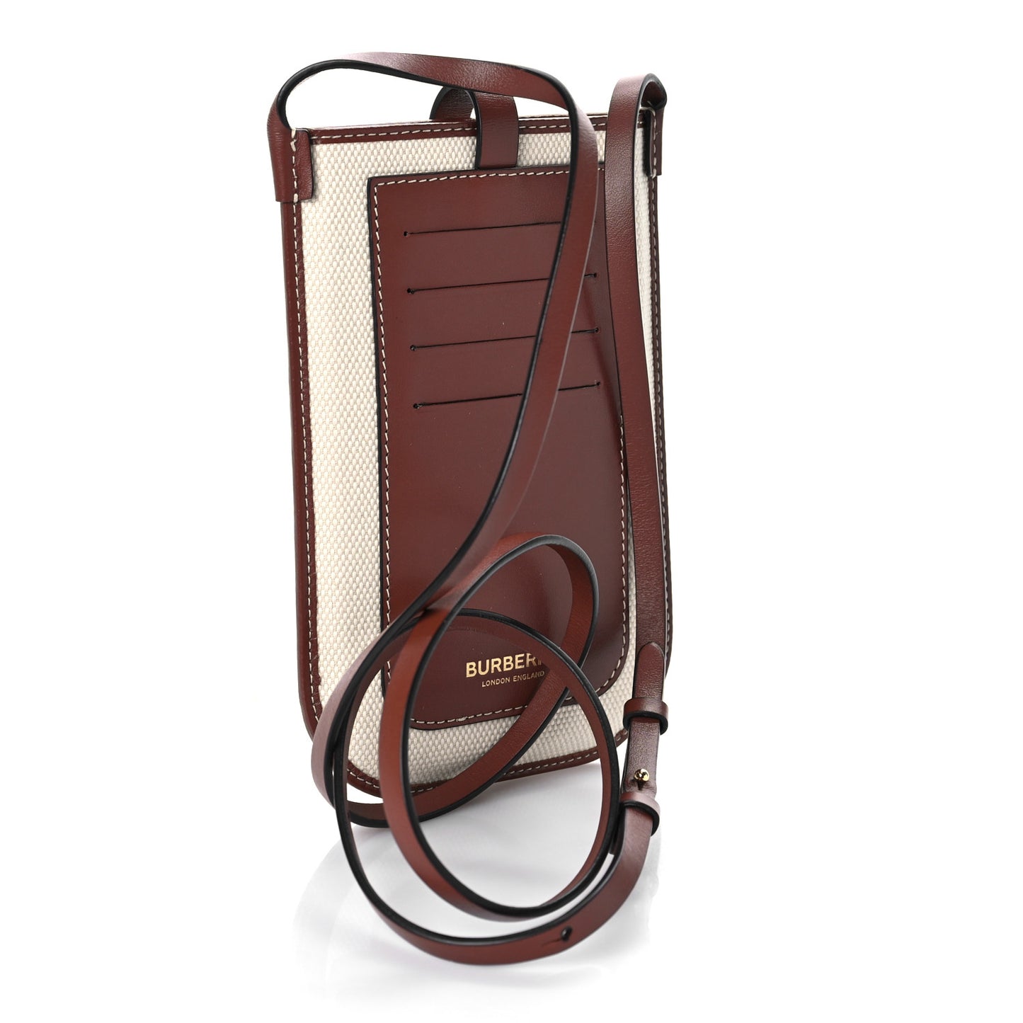 Canvas Callfskin Anne Phone Case With Strap White Tan