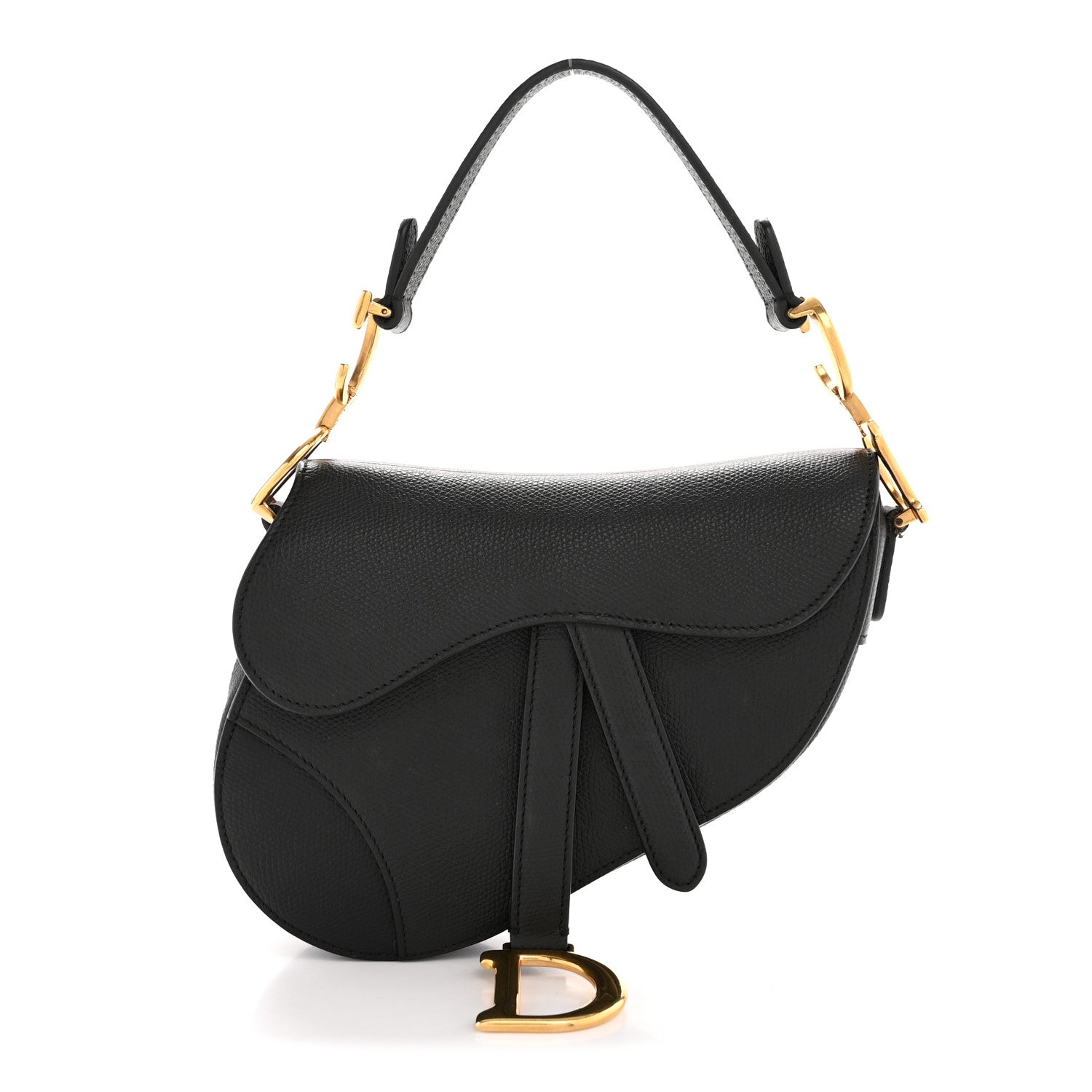 Christian Dior Grained Calfskin Mini Saddle Bag Black 1 of 14