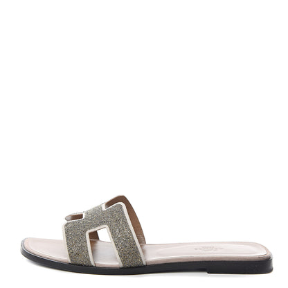 Hermes Suede Goatskin Crystal Powder Oran Sandals 38.5 1 of 9