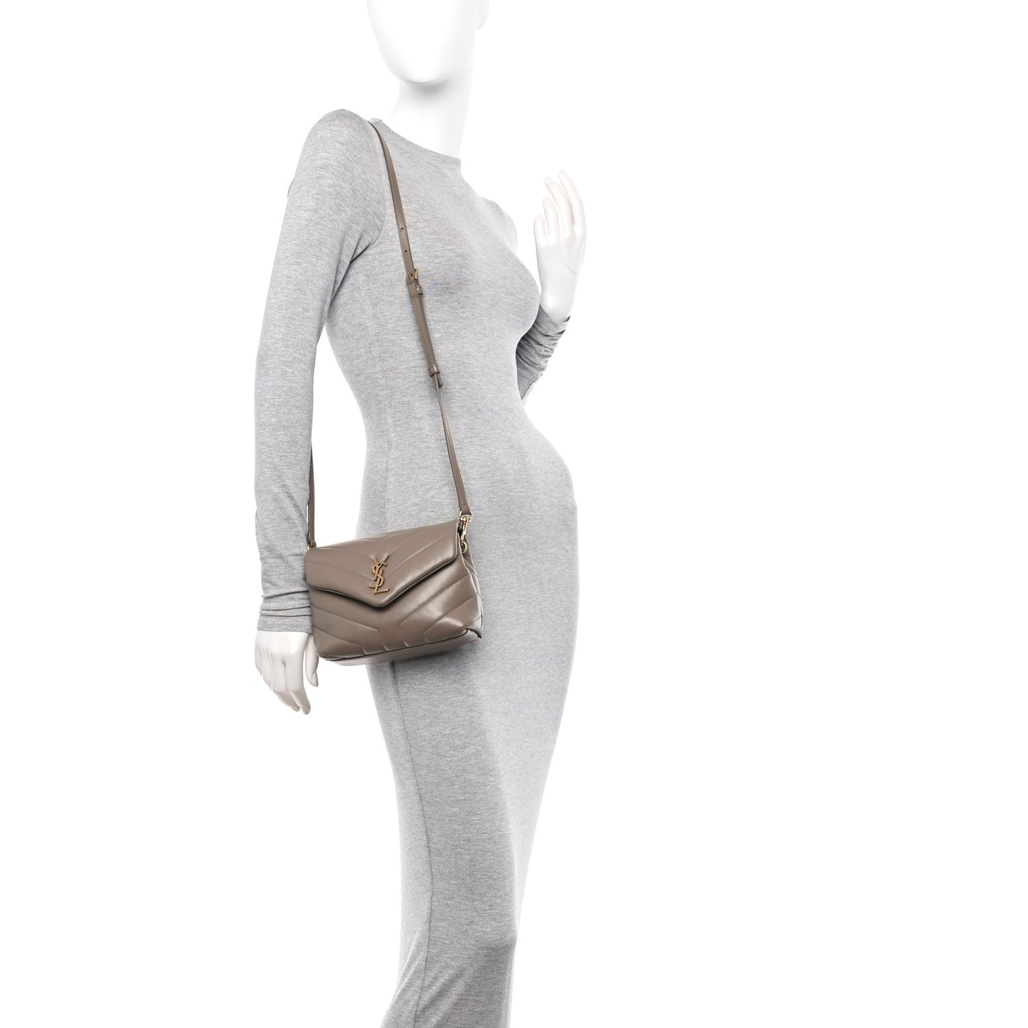Calfskin Y Quilted Monogram Toy Loulou Crossbody Bag Taupe