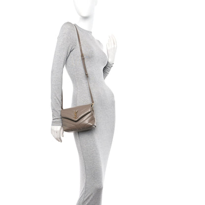 Saint Laurent Calfskin Y Quilted Monogram Toy Loulou Crossbody Bag Taupe 2 of 11